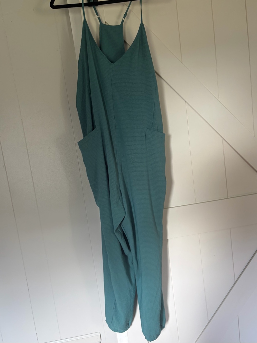 Cupshe Teal Spaghetti-Strap Jumpsuit with Pockets